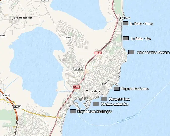 mapa de playas de torrevieja