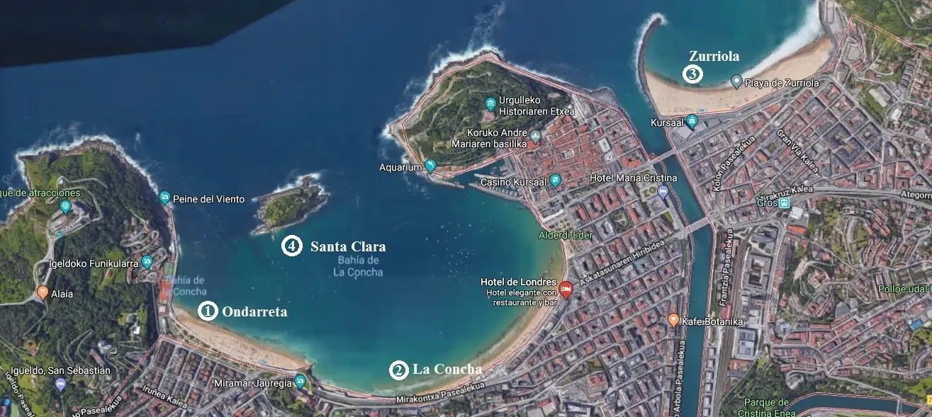 mapa playas de donostia