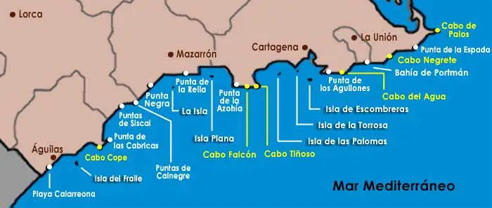 mapa de playas de murcia