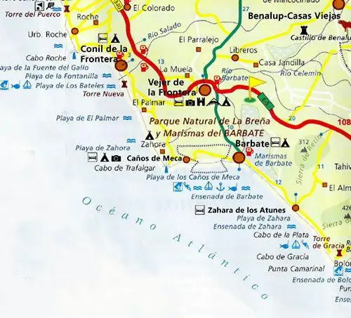 mapa de playas y calas de cádiz