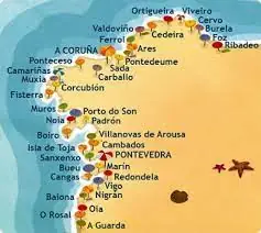 mapa de playas y calas de galicia