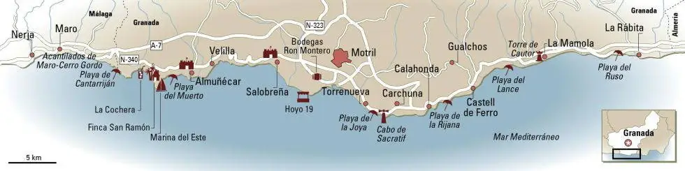 mapa de playas y calas de granada