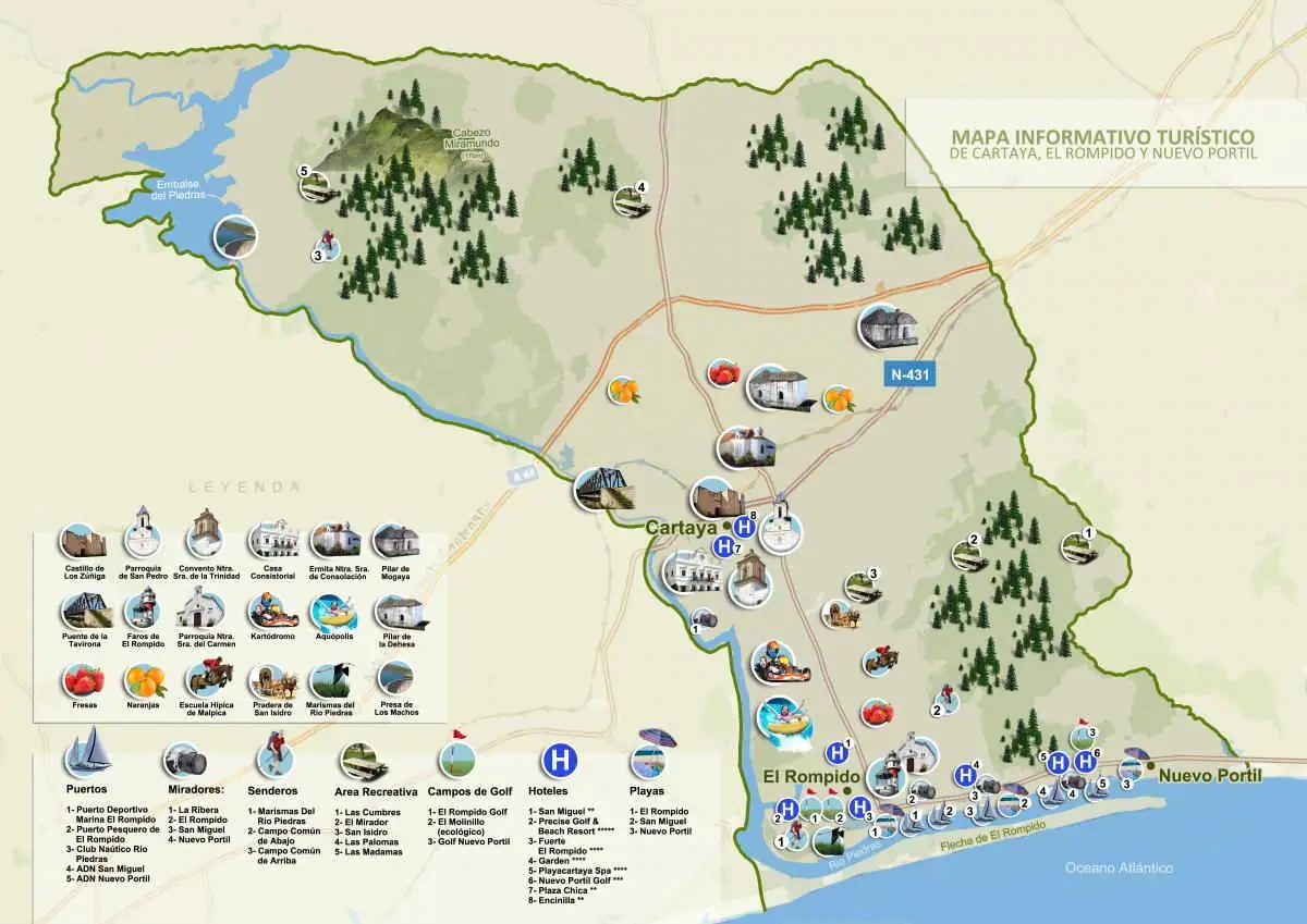 mapa de playas y calas de cartaya