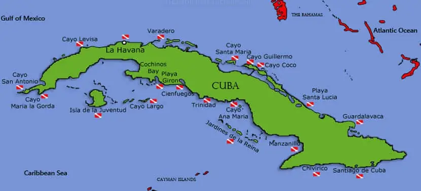 Mapa de Playas de Cuba