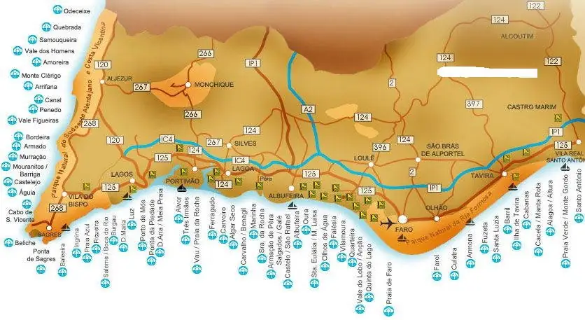 Mapa de Playas de Portugal