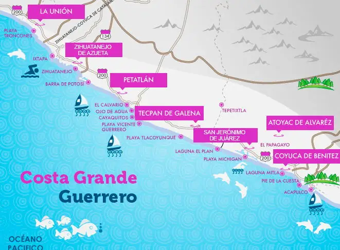 Mapa de Playas de Guerrero